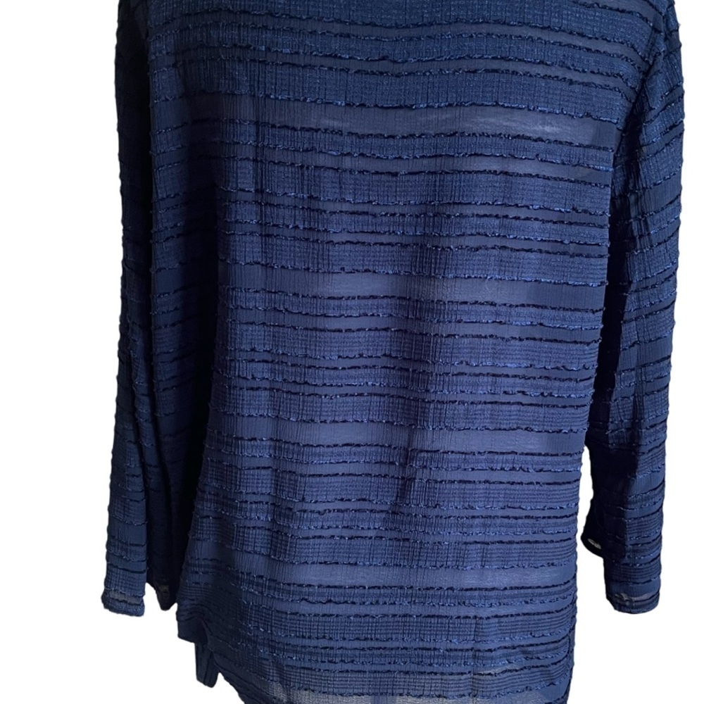 Chico’s Minimalist Lightweight Shirt With Side Tie In Navy Medium - Picture 2 of 5
